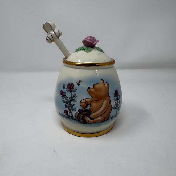 Lenox Other - Lenox Disney Classic Pooh Honey Pot Fine Ivory China with Bee Dipper Gold Trim